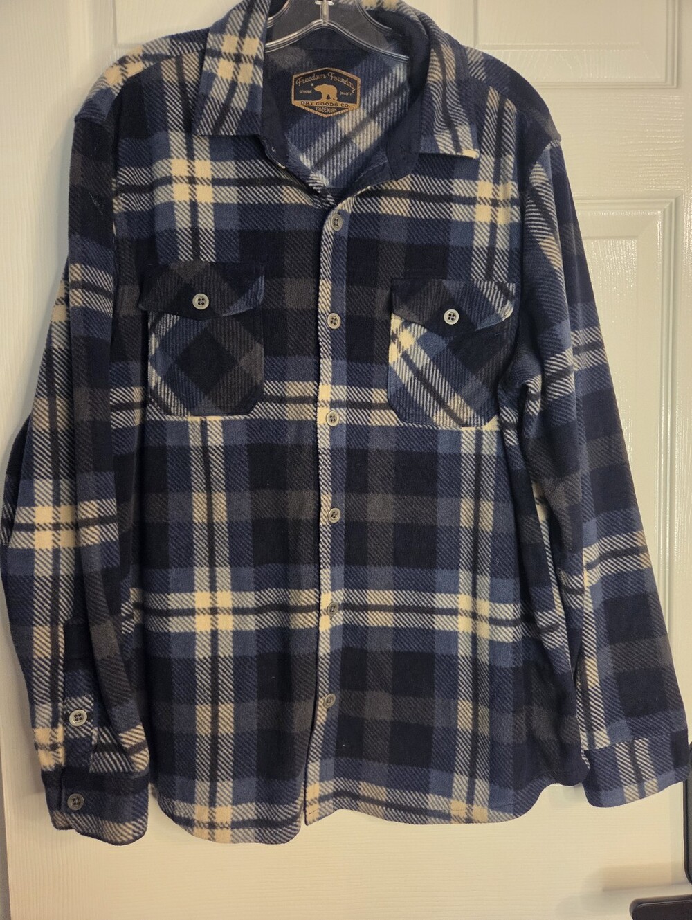 Mens Large Flannel Freedom Foundry Button Up Long Sleeve Shirt EUC